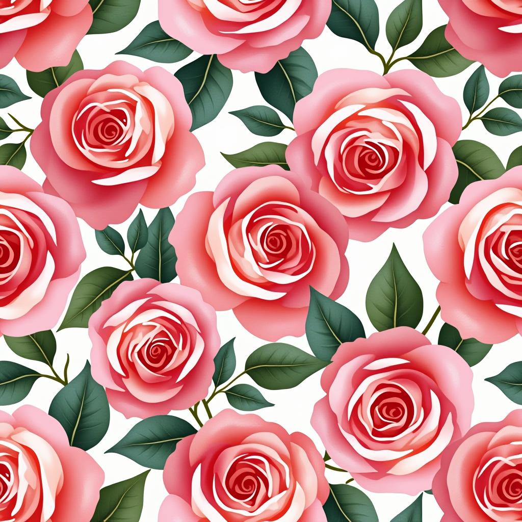  create a seamless digital design featuring a pattern of large, beautiful roses with soft, watercolor like effects. the roses should cover the entire surface, creating a bold, elegant, and continuous look. the overall style should be light and airy, with delicate leaves and petals to enhance the natural, floral theme. the design should be seamless to ensure it can be used in repeating patterns or wraps.