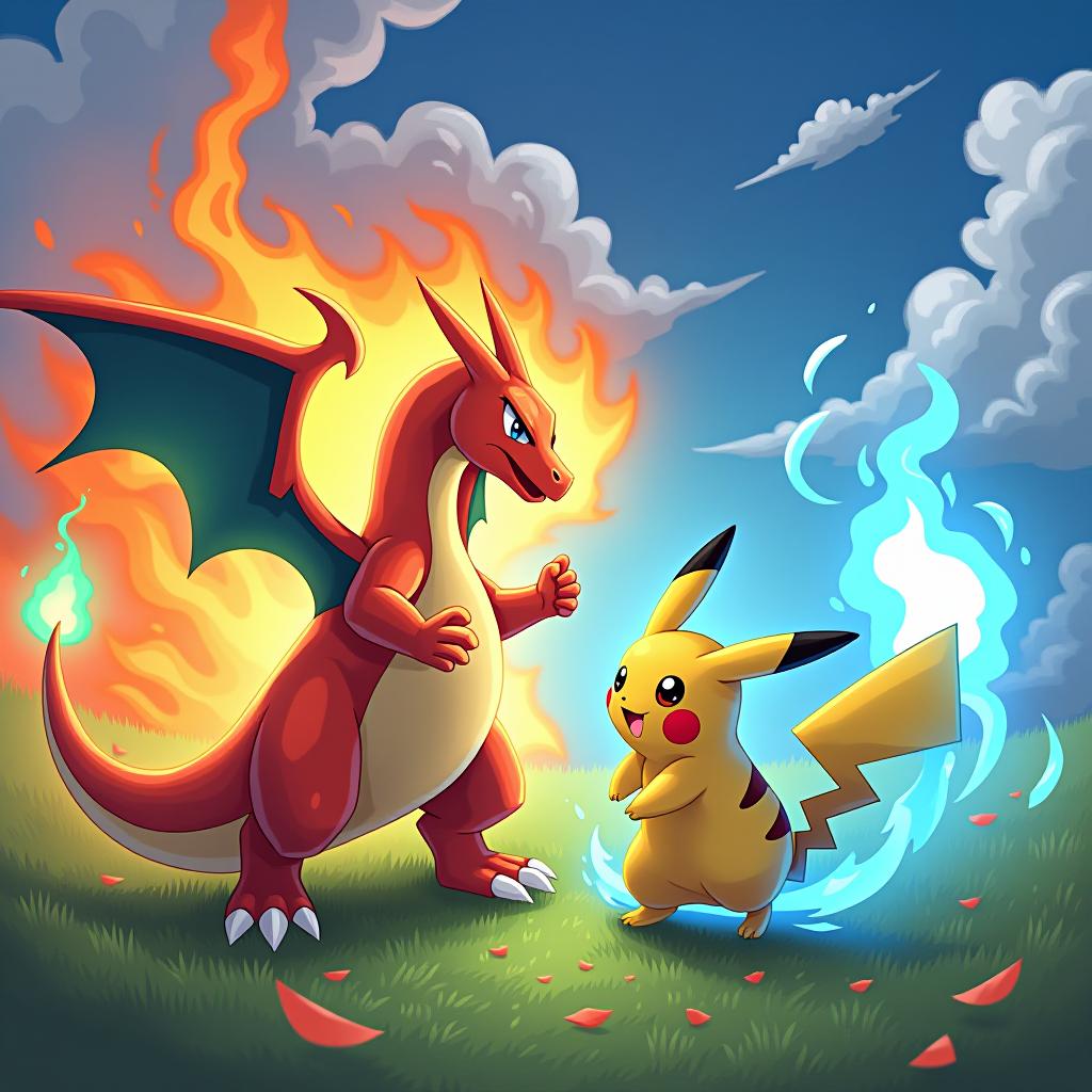  imagine charizard and pikachu in a battle. both of them switched their powers.