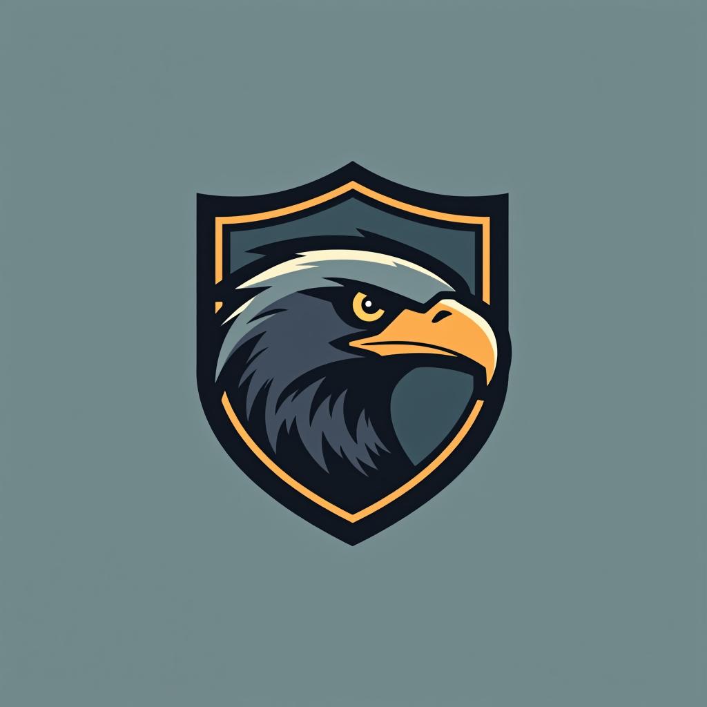  design a logo, create an emblem logo using an eagle’s eye and a shield, emphasizing the company’s focus on vigilance and protection.