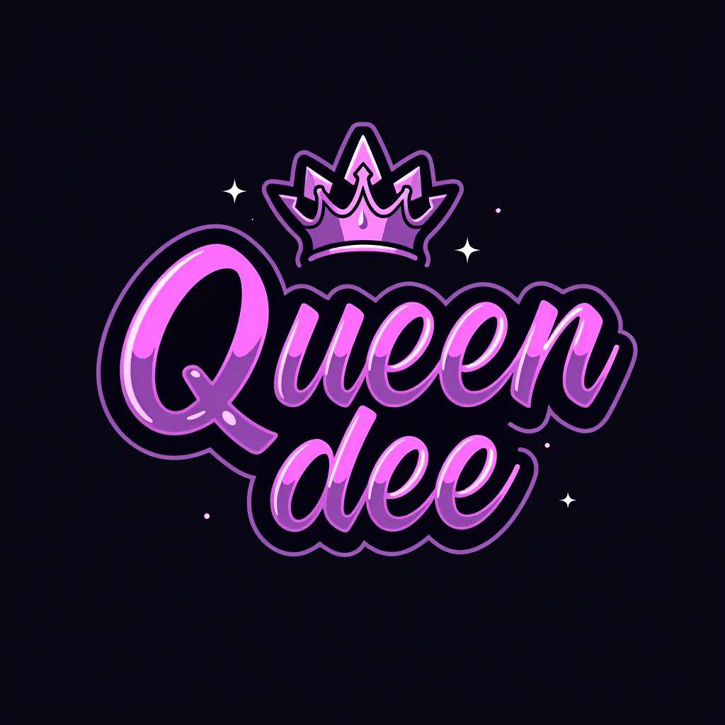  design a logo, in a geometric style. princess black and purple graffiti , with the text 'queen dee'.