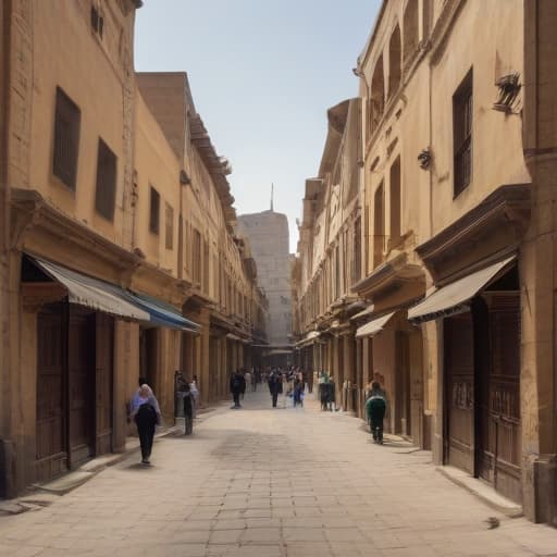 Close shots to The bayn al qasryn area in al moez street in cairo as it was in the Fatimid era