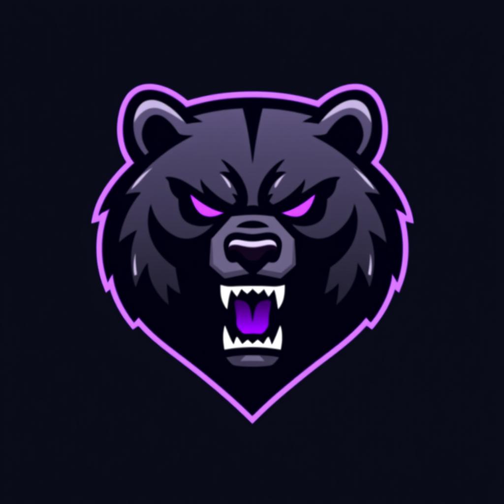  design a logo, esports logo, angry bear, black and purple color