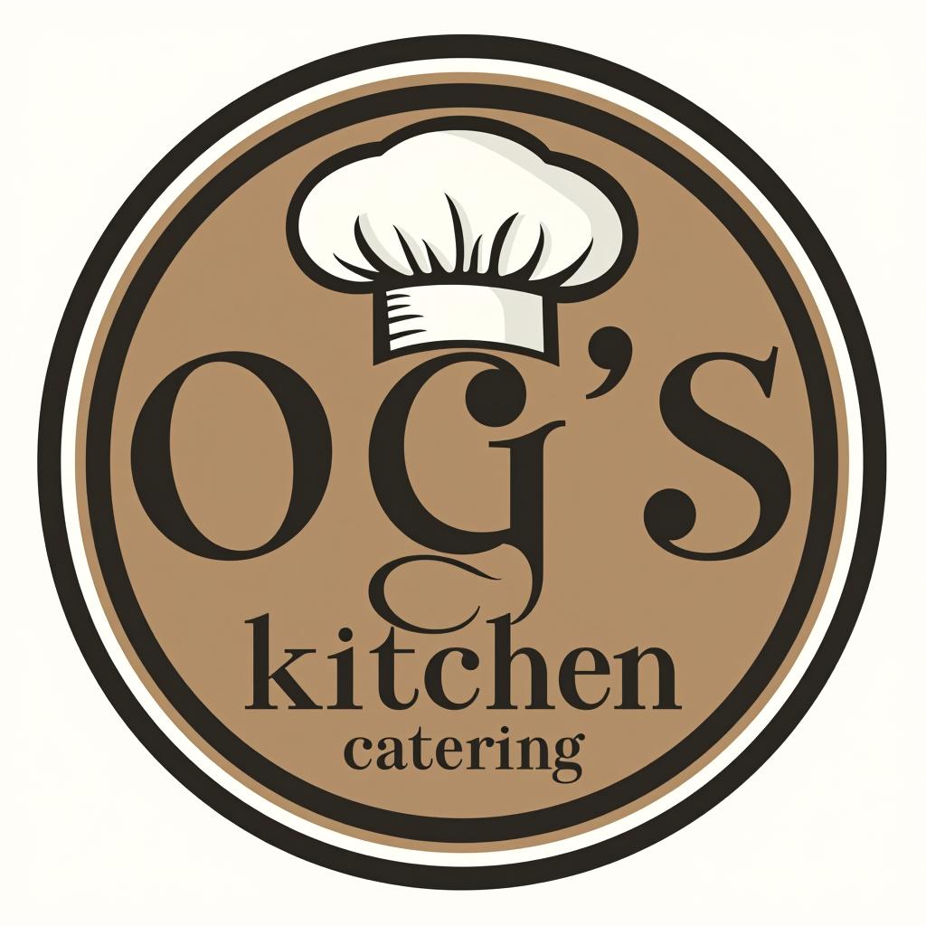  design a logo, kitchen and catering business the name is og’s kitchen and catering, with the text 'chefs in the kitchen '.