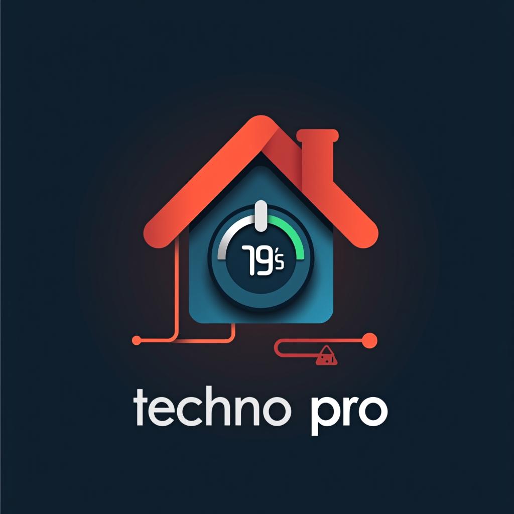  design a logo, maison connecté avec thermostat température 19 degrés , with the text 'techno pro services'.