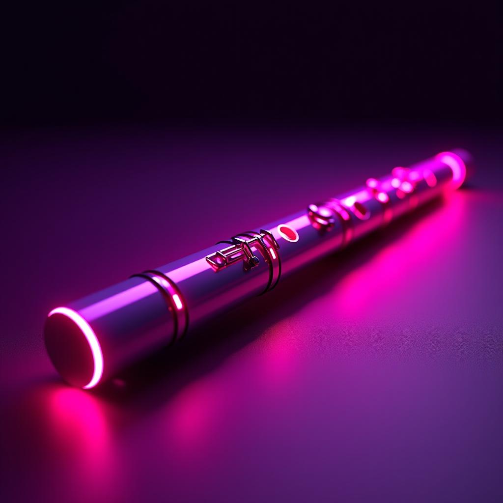  cyberpunk style a futuristic flute instrument sitting on a flat surface. cyberpunk, vaporwave, neon, vibes, vibrant, stunningly beautiful, crisp, detailed, sleek, ultramodern, magenta highlights, dark purple shadows, high contrast, cinematic, ultra detailed, intricate, professional