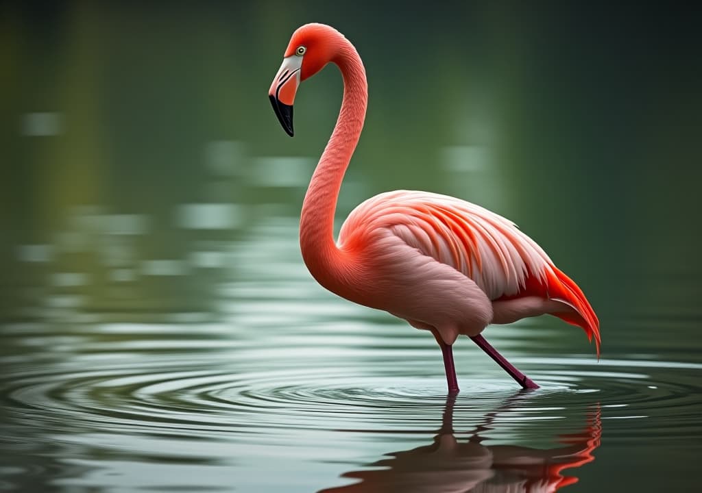  graceful flamingo by the water, 4k hyperrealistic photo