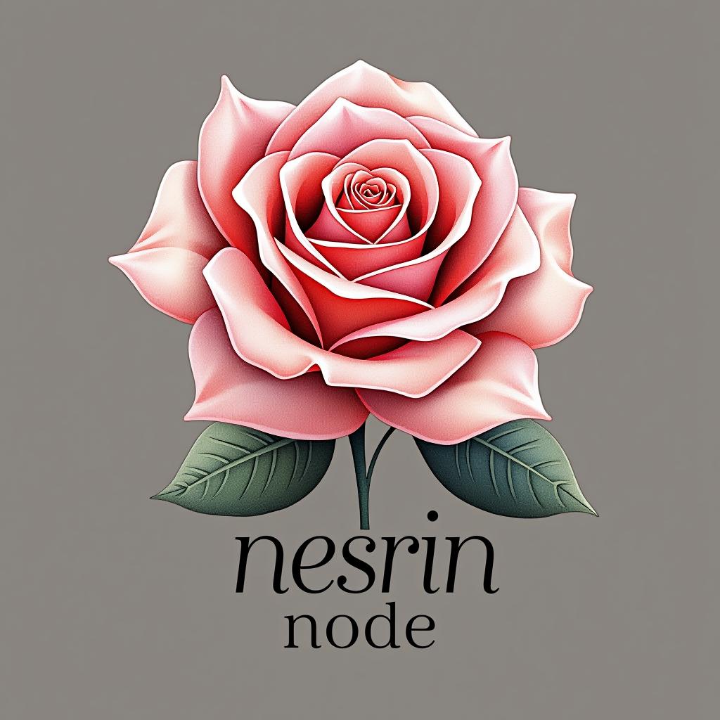  design a logo, in a watercolor style. erstelle mir ein logo für ein kleider laden elegant aber auffällig mit einer rose mit drin , with the text 'nesrin mode '.