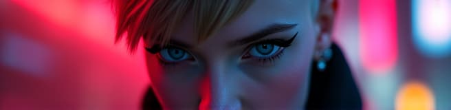  ultra realistic close up portrait ((beautiful pale cyberpunk female with heavy black eyeliner)), blue eyes, shaved side haircut, hyper detail, cinematic lighting, magic neon, dark red city, canon eos r3, nikon, f/1.4, iso 200, 1/160s, 8k, raw, unedited, symmetrical balance, in frame, 8k hyperrealistic, full body, detailed clothing, highly detailed, cinematic lighting, stunningly beautiful, intricate, sharp focus, f/1. 8, 85mm, (centered image composition), (professionally color graded), ((bright soft diffused light)), volumetric fog, trending on instagram, trending on tumblr, HDR 4K, 8K