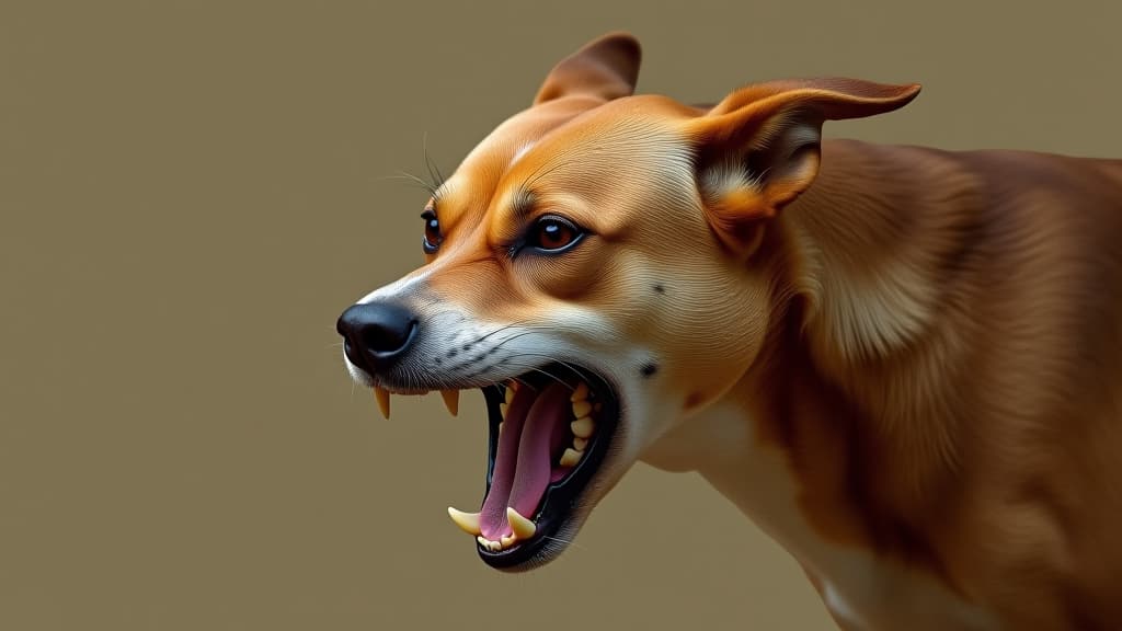  an aggressive dog growling and attacking, a dangerous dog showing it's teeth