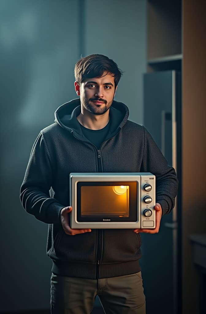  a realistic poster for a promotional campaign for a specialized technical assistance service for household appliances, including a microwave oven, fan, electric fryer. hyperrealistic, full body, detailed clothing, highly detailed, cinematic lighting, stunningly beautiful, intricate, sharp focus, f/1. 8, 85mm, (centered image composition), (professionally color graded), ((bright soft diffused light)), volumetric fog, trending on instagram, trending on tumblr, HDR 4K, 8K