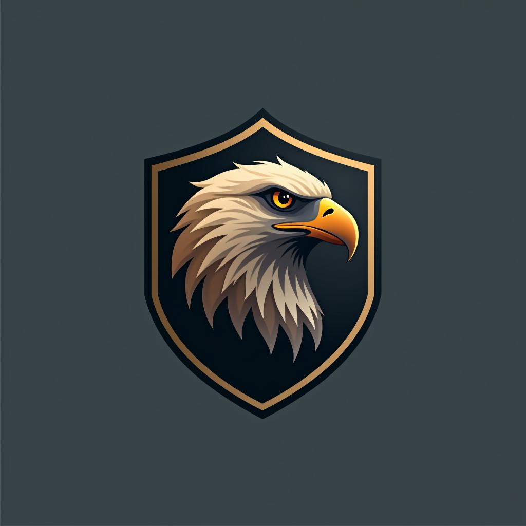  design a logo, create an emblem logo using an eagle’s eye and a shield, emphasizing the company’s focus on vigilance and protection.