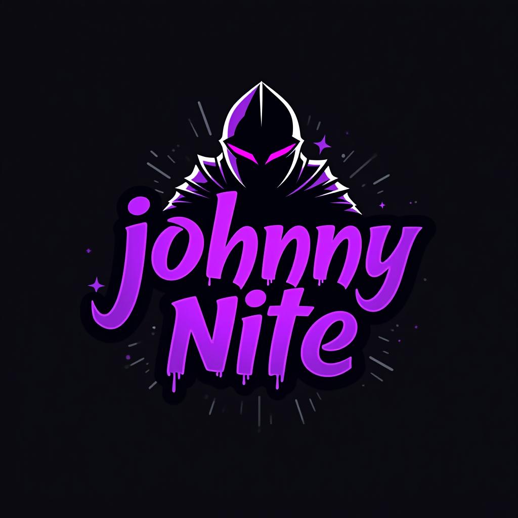  design a logo, in a abstract style. knight black and purple graffiti capitals, with the text 'johnny nite'.