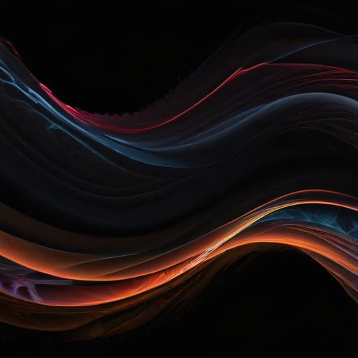 generate abstract image with black background and two colored waves