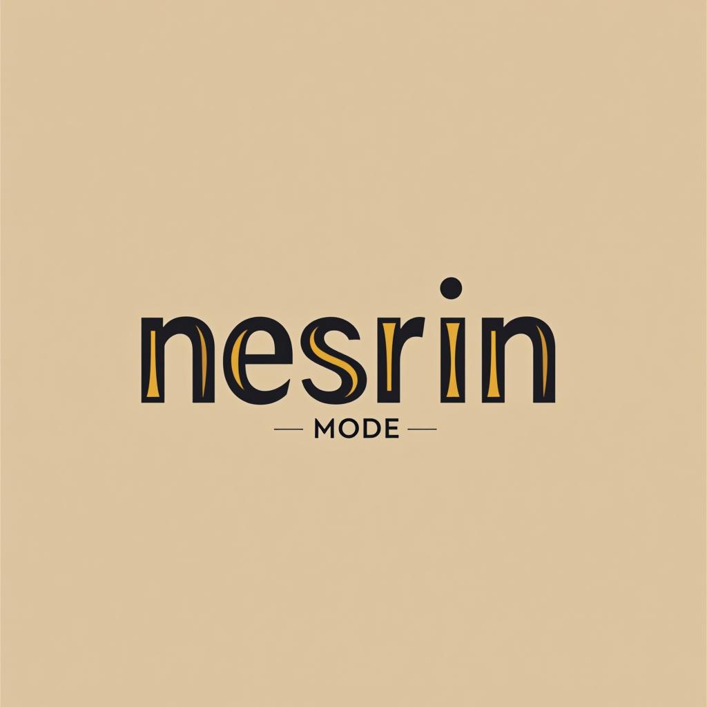  design a logo, in a realism style. erstelle mir ein logo für ein kleider laden abstrakt beige gold schwarz , with the text 'nesrin mode '.