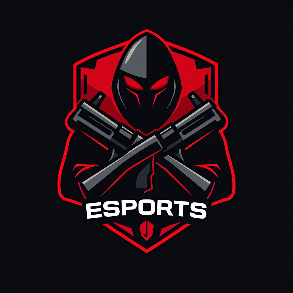  logo, esports logo, guns theme, black and red color