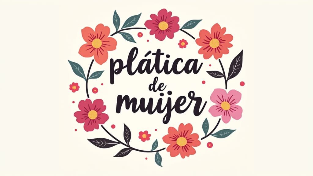  design a logo, girly, flowers, girl talk, with the text 'plática de mujer'.