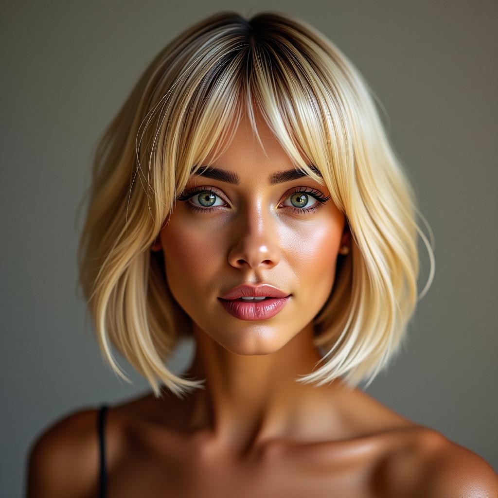  make an image of a mexican woman with short blonde bob