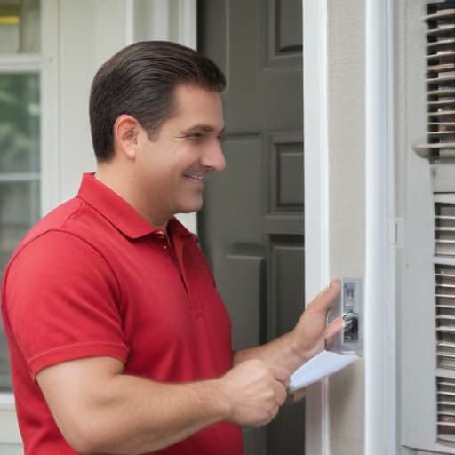 Salesman selling door to door hvac services