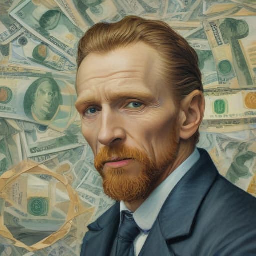 (Money), oil painting, highly detailed, 4k, high quality, by Vincent Van Gogh