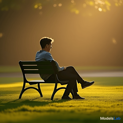  a realistic young man, early 20s, sits alone on a park bench in sandip, lost in thought. the sun casts long shadows across the grass. hyperrealistic, full body, detailed clothing, highly detailed, cinematic lighting, stunningly beautiful, intricate, sharp focus, f/1. 8, 85mm, (centered image composition), (professionally color graded), ((bright soft diffused light)), volumetric fog, trending on instagram, trending on tumblr, HDR 4K, 8K