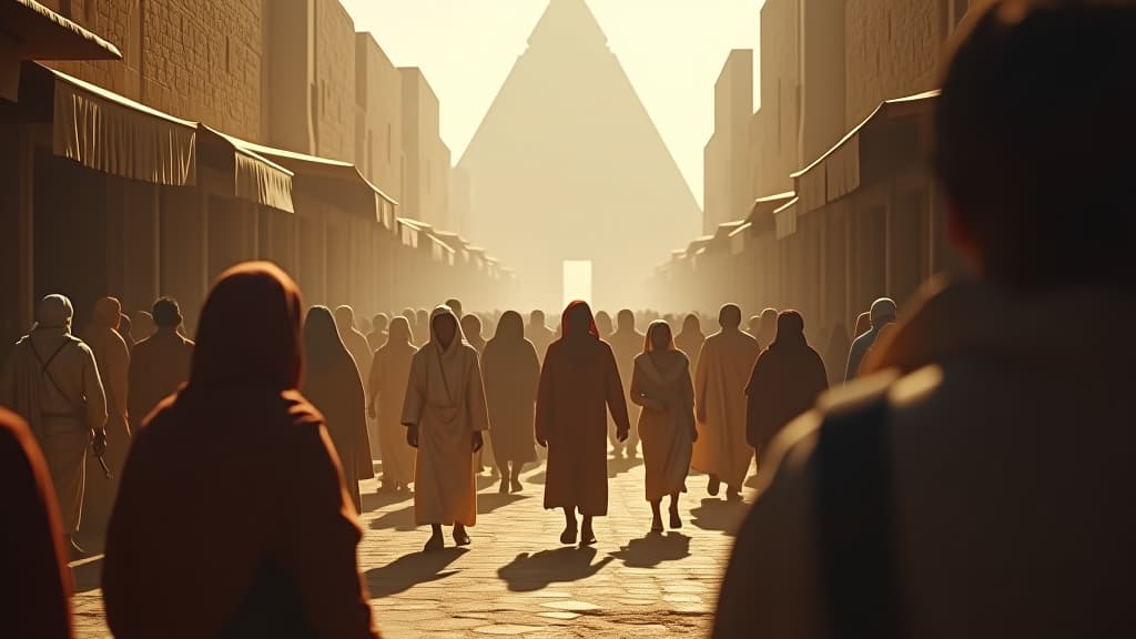  a busy market scene in the ancient city of babel, highlighting the cultural richness and unity among the people before the confusion of languages. hyperrealistic, full body, detailed clothing, highly detailed, cinematic lighting, stunningly beautiful, intricate, sharp focus, f/1. 8, 85mm, (centered image composition), (professionally color graded), ((bright soft diffused light)), volumetric fog, trending on instagram, trending on tumblr, HDR 4K, 8K