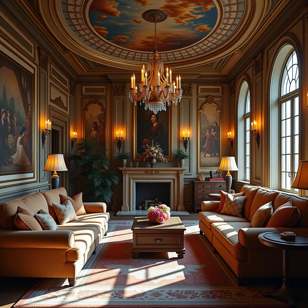  this unedited 8k photograph showcases a hyperrealistic and highly detailed depiction, capturing a stunningly beautiful scene with dense furnishings and decorations. it employs a sharp focus and symmetrical balance, enhanced by bright, soft diffused light and hdr techniques. the image is intricate, professionally color graded, and maintains its natural state in raw format, highlighting its authenticity and visual appeal.