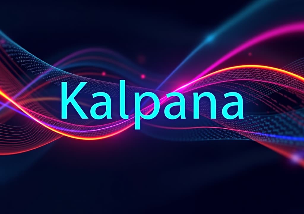  good quality, high quality, a futuristic logo design for "kalpana," a 20 billion parameter ai model for text to image generation, by enhanceai.art. the logo features sleek, modern typography with a glowing, digital aura surrounding the text. the background consists of abstract, flowing lines of code and vibrant colors that represent the immense computing power and creative potential of the ai. hyper detailed, digital aesthetic with an emphasis on innovation and artistry.