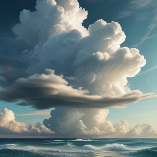 Clouds in Surrealist style with Oceans background