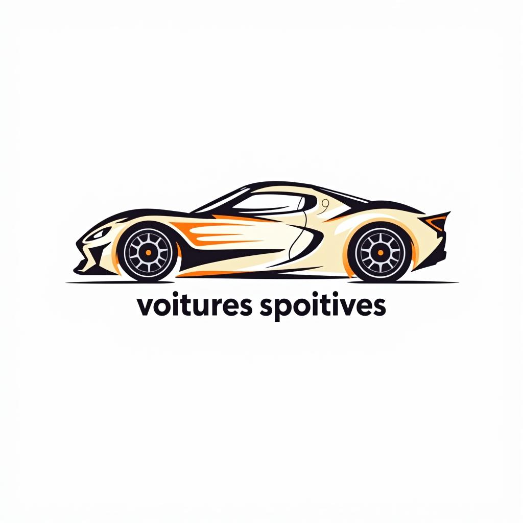  design a logo une voiture en or, minimaliste, avec fond couleur blanc, with the text 'voitures sportives'.