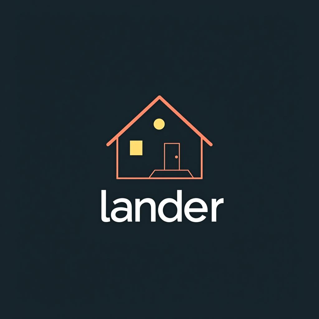  design a logo, minimal line logo in the theme of real estate, with the text ‘lander’