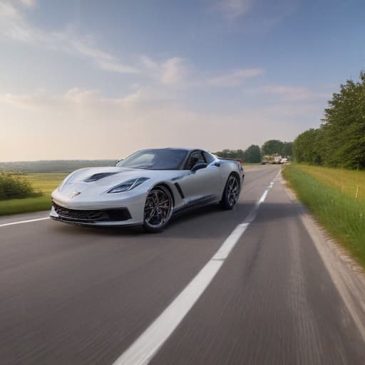 Chevrolet corvette On winding road with a Chevrolet dealership with Addison Chevrolet in the background