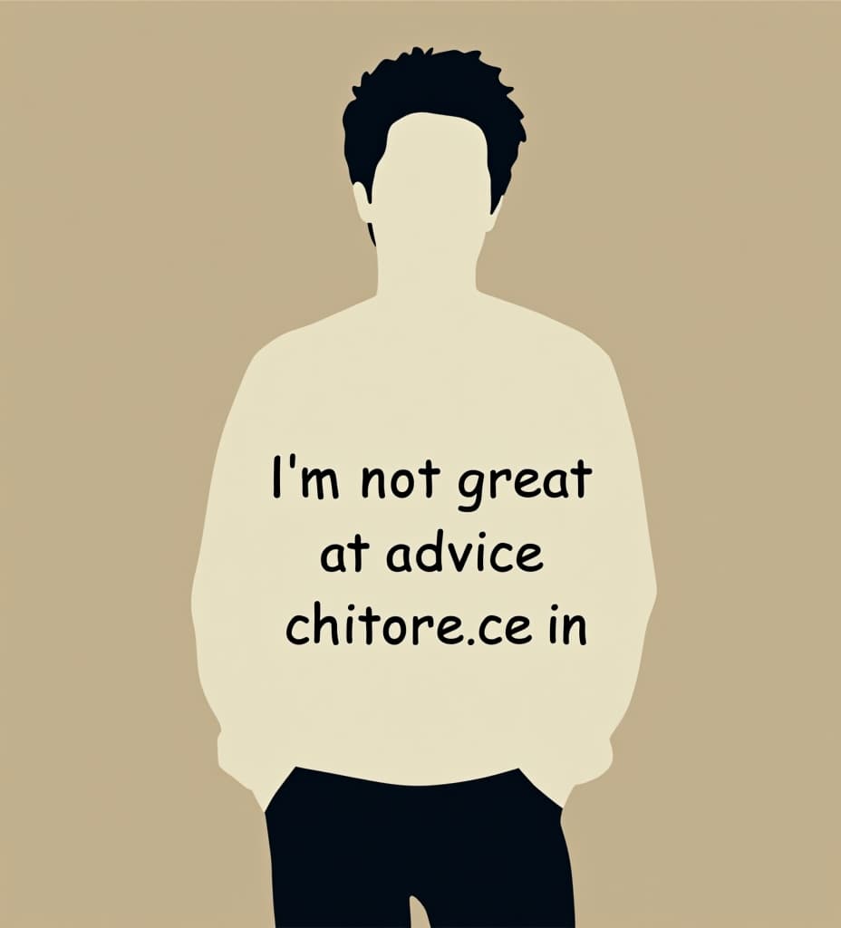  "i’m not great at advice. can i interest you in a sarcastic comment?" chandler bing’s witty line from friends is combined with a minimalist silhouette of him with hands in pockets. the quote is in a modern serif font with minimalist design accents to create a clean, contemporary look.