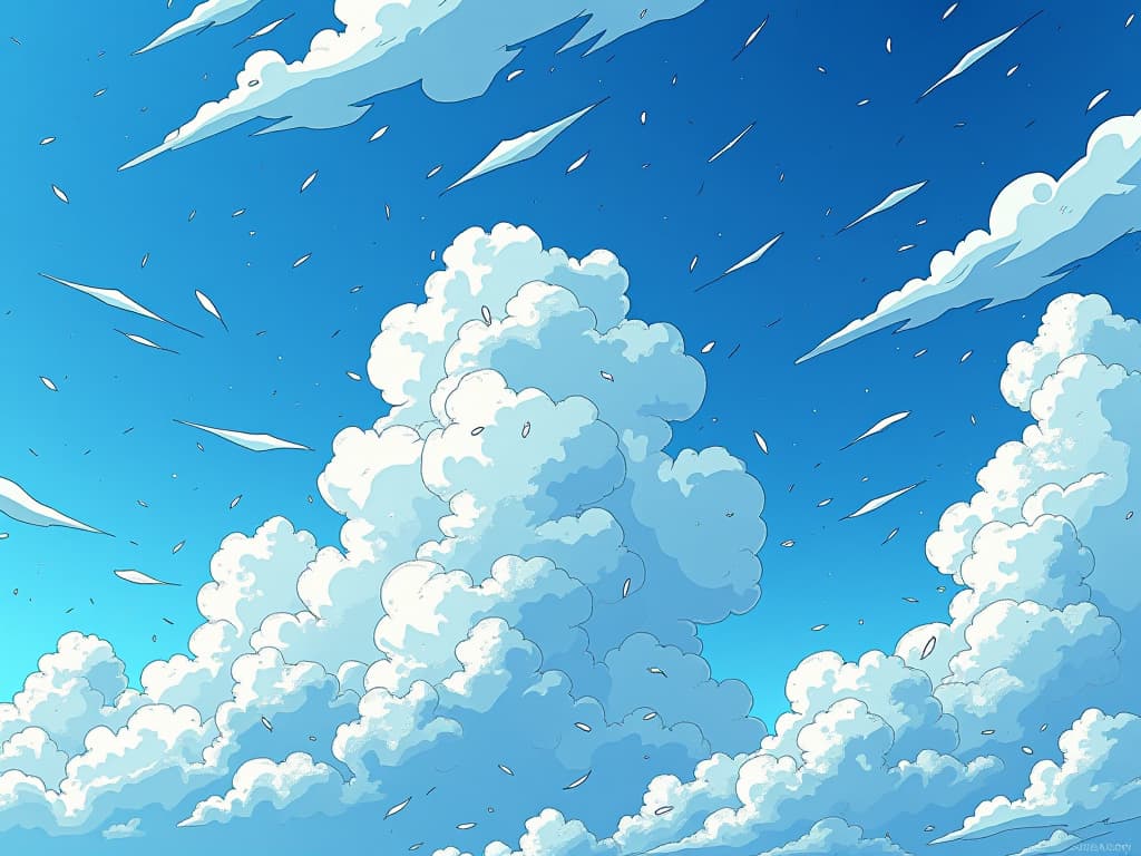  many black pencil scrawls doodles on the sky with a beautiful blue sky background with unique soft white clouds. anime. studio ghibli style. firooze hyperrealistic, full body, detailed clothing, highly detailed, cinematic lighting, stunningly beautiful, intricate, sharp focus, f/1. 8, 85mm, (centered image composition), (professionally color graded), ((bright soft diffused light)), volumetric fog, trending on instagram, trending on tumblr, HDR 4K, 8K