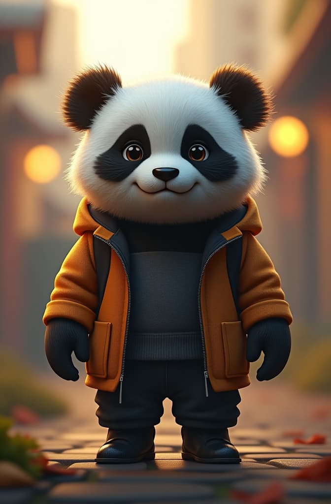  cute panda game character hyperrealistic, full body, detailed clothing, highly detailed, cinematic lighting, stunningly beautiful, intricate, sharp focus, f/1. 8, 85mm, (centered image composition), (professionally color graded), ((bright soft diffused light)), volumetric fog, trending on instagram, trending on tumblr, HDR 4K, 8K