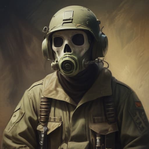 Army Radio ghost in Oil painting style