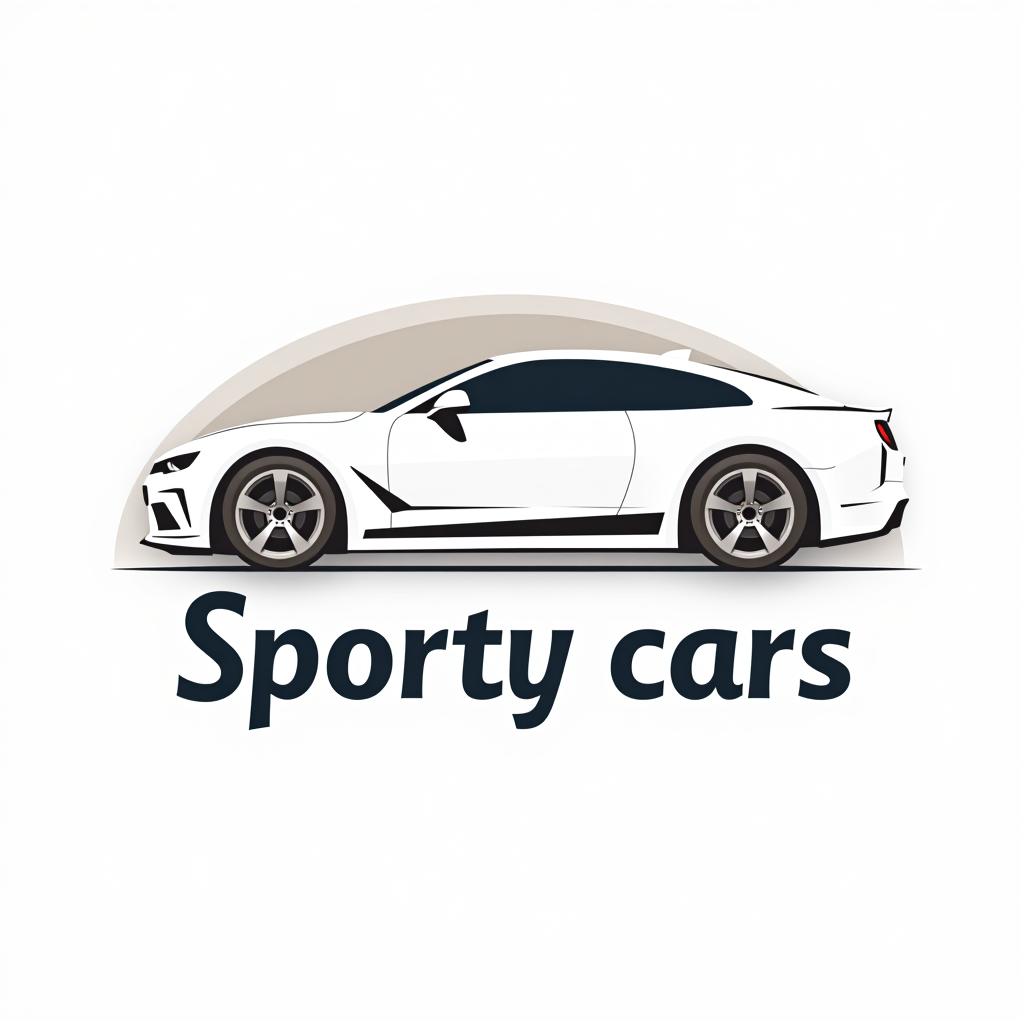  design a logo une voiture en or, minimaliste, avec fond couleur blanc, with the text 'sporty cars'.