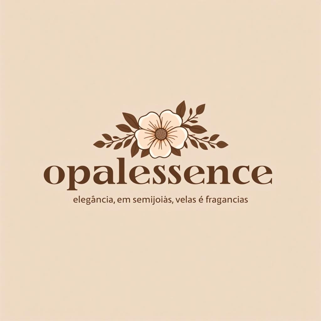  design a logo, paleta delicada, autêntico e flores nome da loja e opalessence , with the text 'opalessence: elegância em semijoias, velas e fragrâncias'.