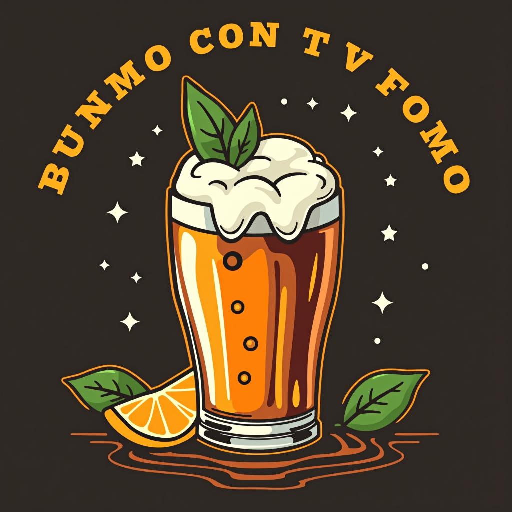  design a logo, tiene que poner con vidka o con ron bunker es molon encima de un vaso de fiesta