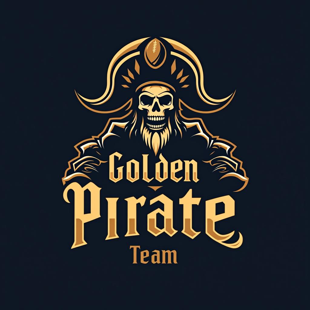  design a logo, hey ai can you create a logo for my football team my name the golden pirate, with the text 'football '.