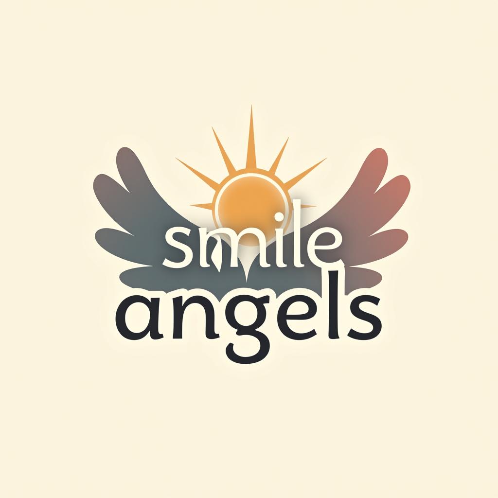  design a logo, in a abstract style. 水彩スタイル、ロゴ、海、青緑色、、白背景。, with the text 'smile angels'.