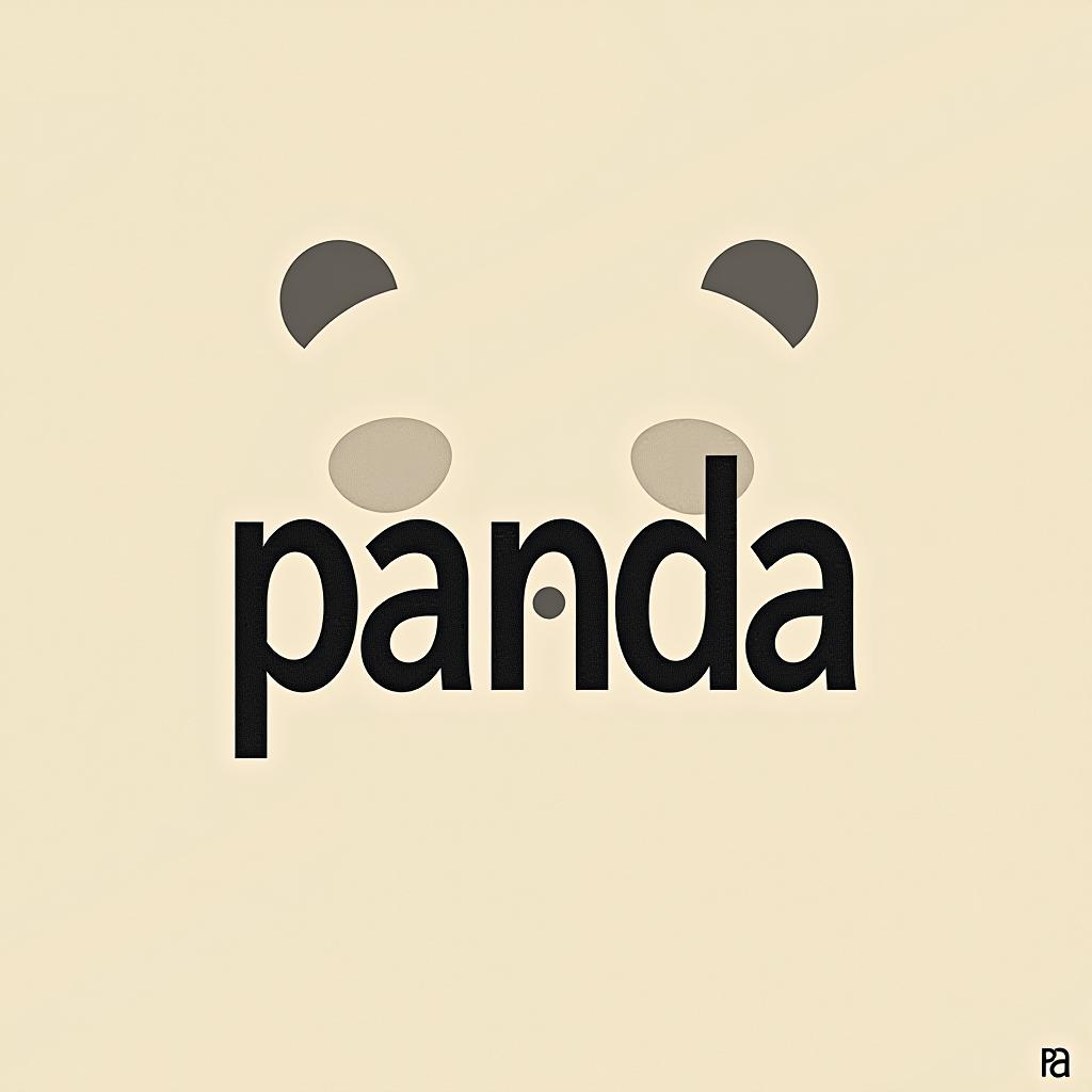  a panda minimal typgraphy text "panda" which made panda