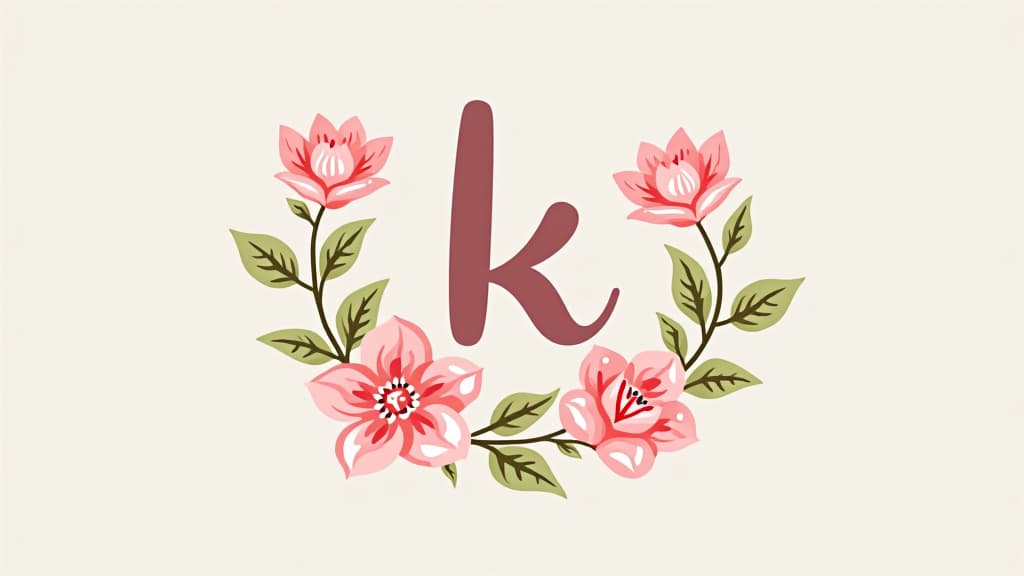  design a logo, girly, flowers, girl talk, with the text 'k'.