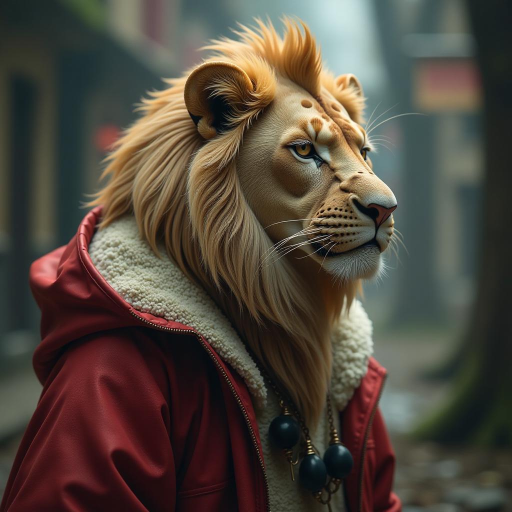  a lion dragon hyperrealistic, full body, detailed clothing, highly detailed, cinematic lighting, stunningly beautiful, intricate, sharp focus, f/1. 8, 85mm, (centered image composition), (professionally color graded), ((bright soft diffused light)), volumetric fog, trending on instagram, trending on tumblr, HDR 4K, 8K