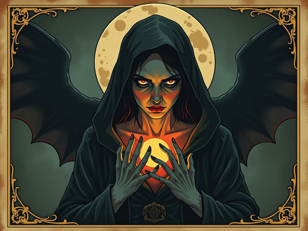  emotional blackmail, sinister expressions, dark art entwining a luminous figure, suppression, restraint. an illustration in the style of a worn, mystical old tarot trump card, mysterious and elements of surrealism. the colors are muted, somber and eerie, but with contrast bring out an occult and esoteric vibe.