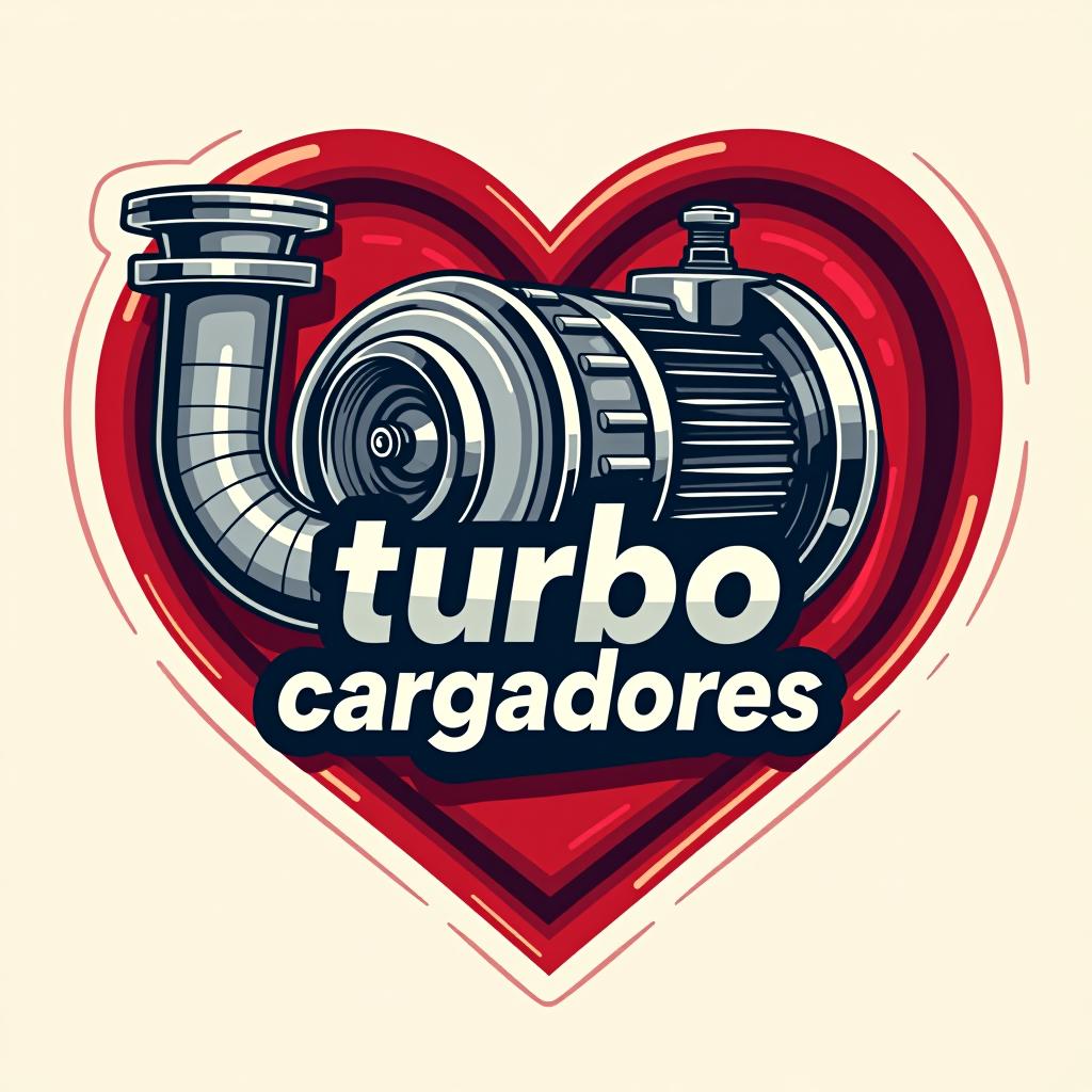  design a logo, turbo de motor en un corazón , with the text 'turbo cargadores '.