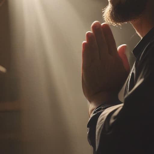 person praying in the light of God