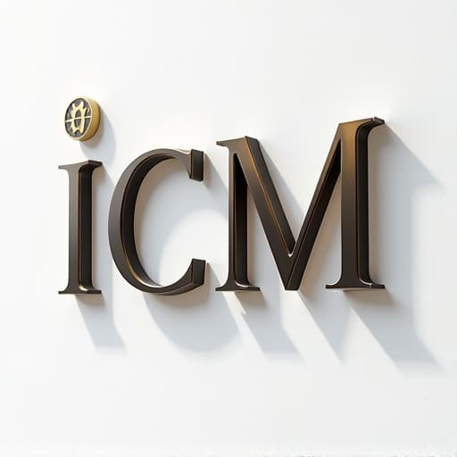  elegant logoletrero 3d, moderno, letras bicolor negro y dorado, para colocar en el muro blanco exterior de la universidadgiven brand name "universidad icm" logo will also be written hyperrealistic, full body, detailed clothing, highly detailed, cinematic lighting, stunningly beautiful, intricate, sharp focus, f/1. 8, 85mm, (centered image composition), (professionally color graded), ((bright soft diffused light)), volumetric fog, trending on instagram, trending on tumblr, HDR 4K, 8K