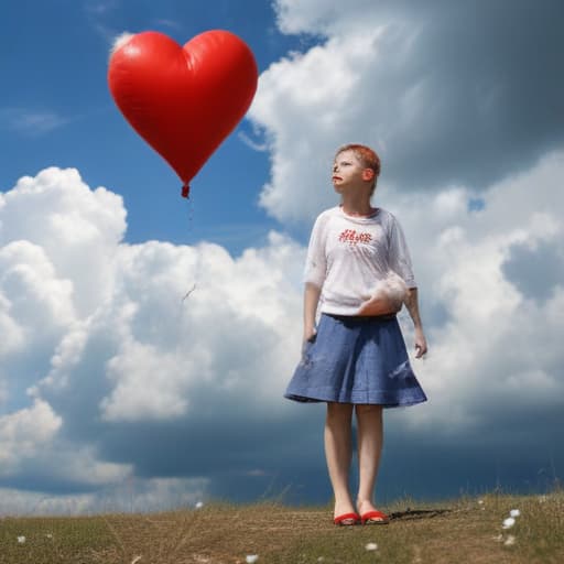 Red heart,white man,scaring clouds,ugly girl,flying dog