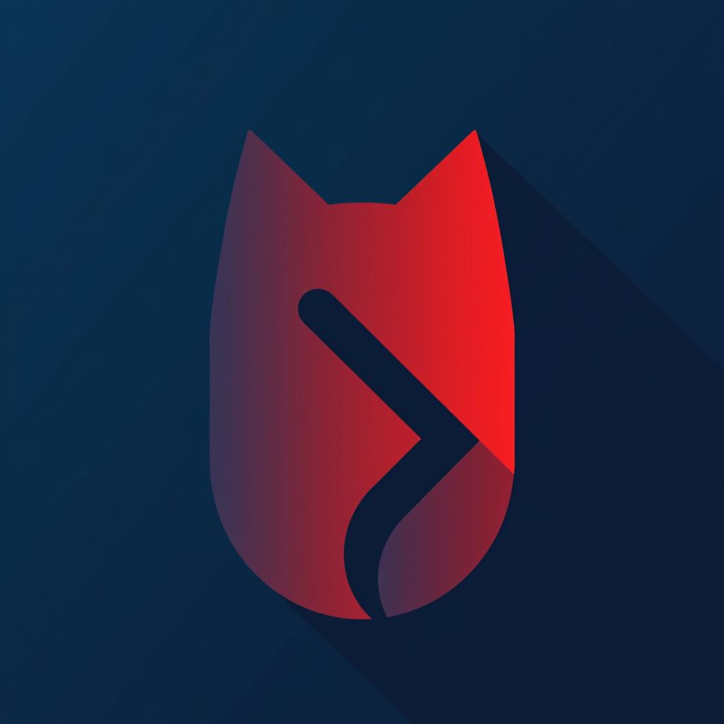  design a logo, logo minimaliste d'un chat, fond bleu et rouge