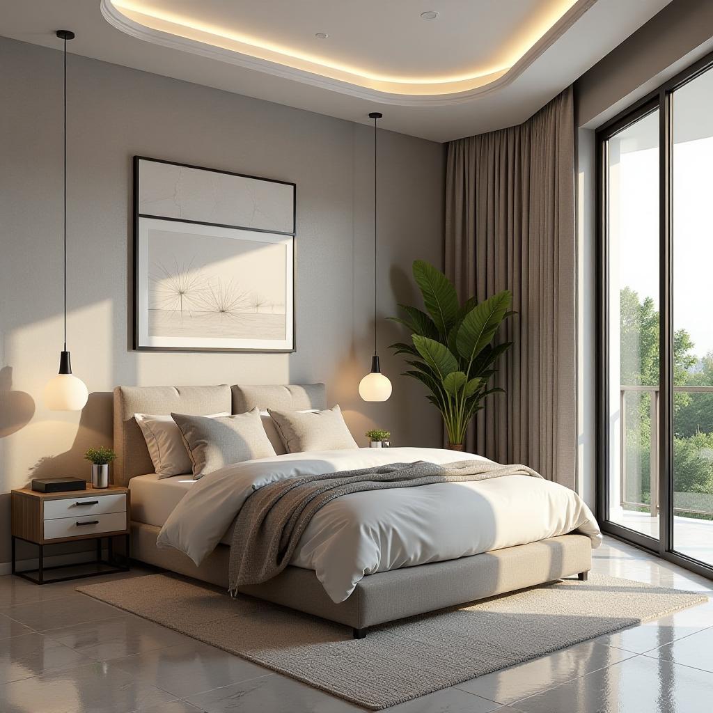  .create a photorealistic image of a modern bedroom interior